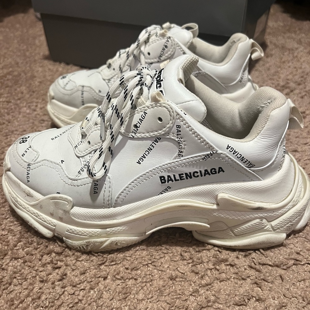 Balenciaga All Over Logo Triple S Sneakers | Size 38